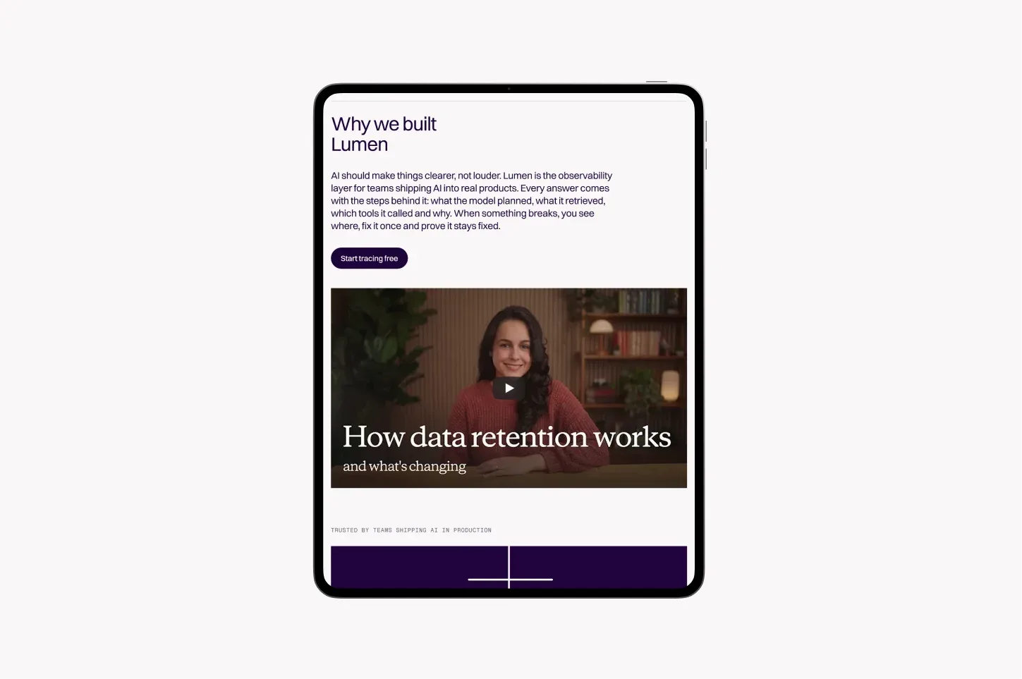 Lumen article page on a tablet