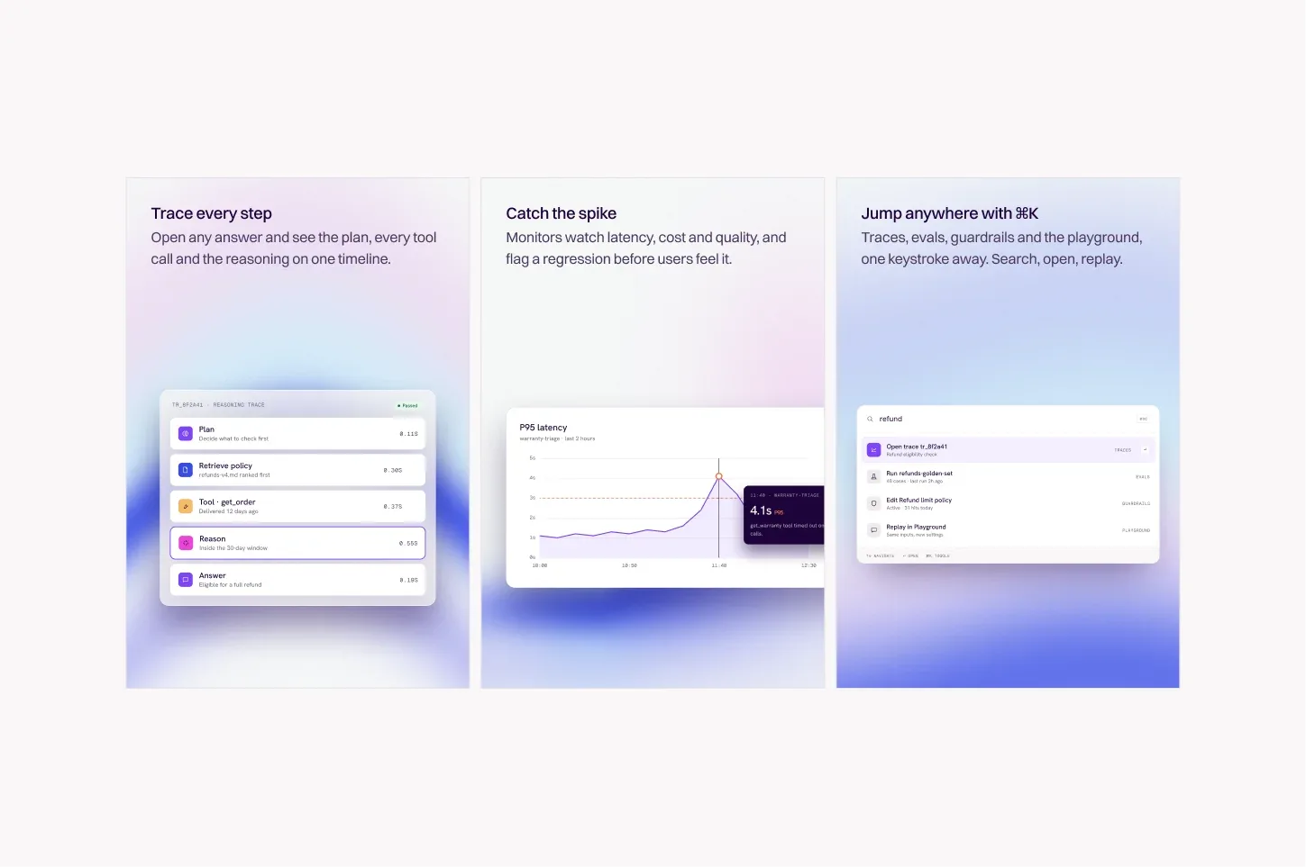 Lumen product interface screens